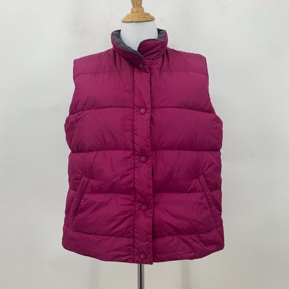 Cabelas Puffer Vest Womens S Small Bordeaux Goose Down Outdoor Snap Buttons - Picture 2 of 14